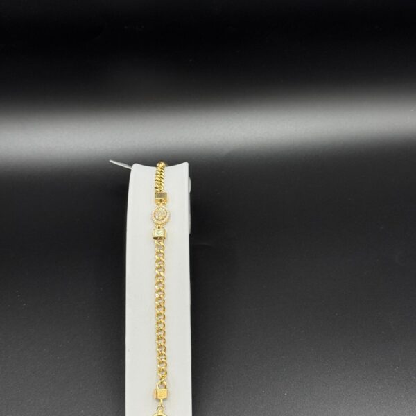 Özel Zincir ve Işıltılı 14 Ayar Altın Bileklik