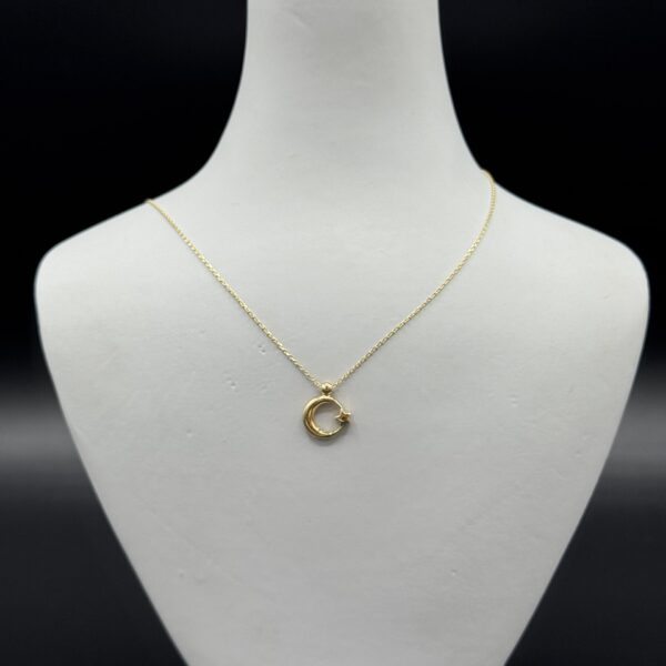 Ay Yıldız Desenli 14 Ayar Altın Kolye