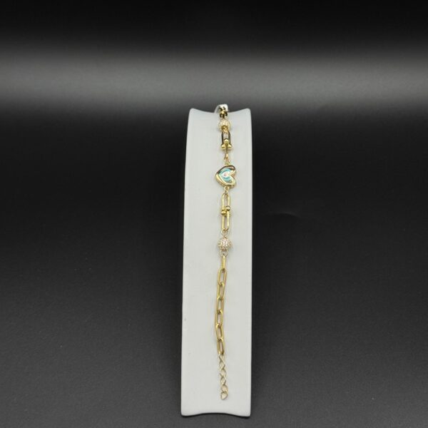 Kalp Desenli Bileklik 14 Ayar Altın