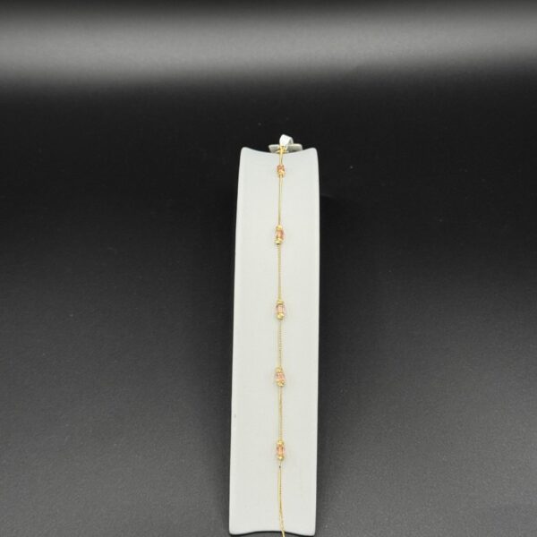 Pembe Taş Desenli Bileklik 14 Ayar Altın