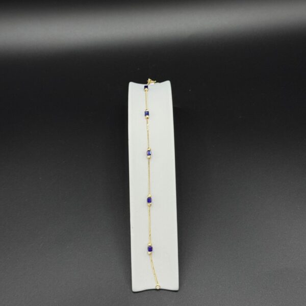 Lacivert Taş Desenli Bileklik 14 Ayar Altın