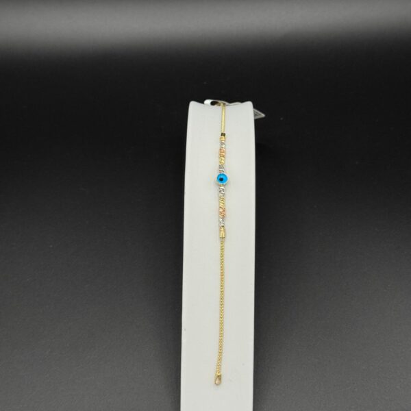 Nazar Boncuğu Desenli Bileklik 14 Ayar Altın